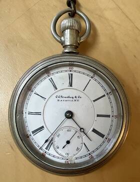 1350053 Bradley Cc And Co Conductor Pocket Watch 17j With Chain Batavia N.y