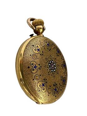 30556 Breitling Laederich 18k Gold And Enamel Pocket Watch 45.8 G