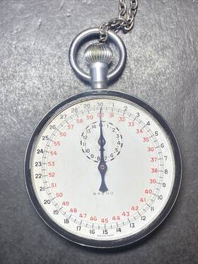 S3k2 Breno Vintage Swiss Meylon Stopwatch Co. With Chain-winds Up And Works