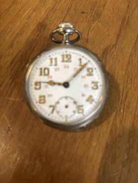 65577 Brevet Antique Vintage Pocket Watch 24 Hour Dial Swiss Made For Parts