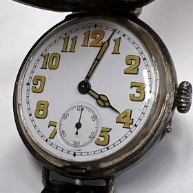71363 Brevet 35mm Converted Pocket Wrist Watch Sterling Silver And Gold Shell