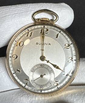 0157080 Bulova Vintage 10k Gold Plate Pocket Watch 17 Jewels