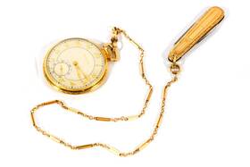 12ae Bulova Pocket Watch Scarce 21 Jewels Gold Filled With Chain And Knife