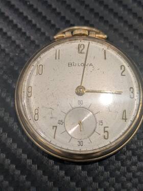 17als-17 Bulova Vintage 1947 Pocket Watch- Caliber Jewels-art Deco-fully Wound