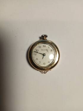 2493821 Bulova Vintage Pocket Watch 17ah 10k Gold Plated Manual Winding Open Back Face