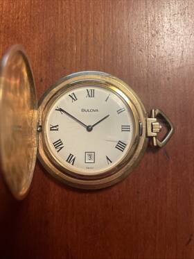 7467 Bulova 1970s Gold Plated Manual Pocket Watch - Working