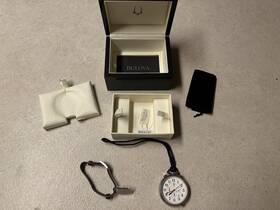 Bulova 96b249 Quartz Men S Chronograph White Dial Stainless Steel Pocket Watch