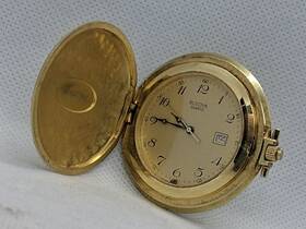 Ad36 Bulova Men S Vintage Pocket Watch Goldtone Quartz Tested Runs