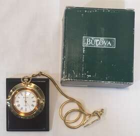B2660w Bulova Bolova Pocket Watch B2660w/ Wood And Brass Porthole Base