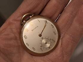 X046623 Bulova Vintage Mens 10k Rolled Gold Plated 17 Jewels Pocket Watch Works