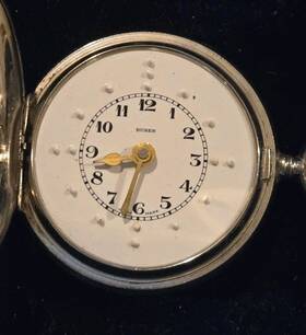 314779 Buren Rare Vintage Grand Prix 17 Jewels Pocket Watch For Blind Braille Tactile