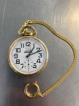 Gp4011371 Camero 059338124476 Vintage Railroad Pocket Watch 2 Inch Across 17 Jewels Winds And Run