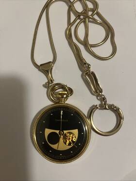 8872 Caravelle Pocket Watch Gold Color With Chain