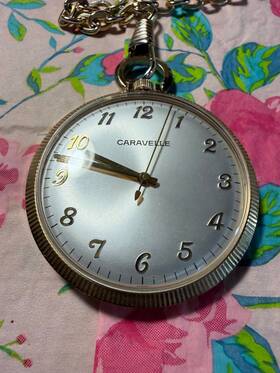 Caravelle By Bulova 3159dp - Wind-up Pocket Watch 1970s Preowned Good Condition