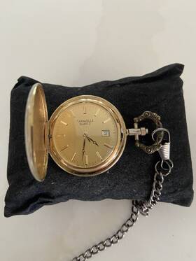 C837018 Caravelle By Bulova Pocket Watch Base Metal Case A5 New Battery Works Gr