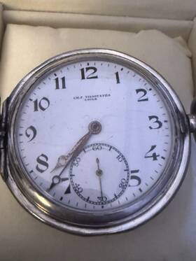 44999 Ch.f. Tissot & Fils And Sterling Silver Locle Mechanical Vintage Pocket Watch