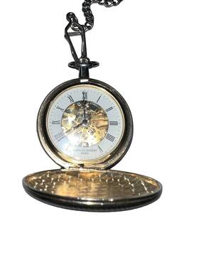 3537 Charles-hubert Paris Skeleton Mechanical Pocket Watch With Chain