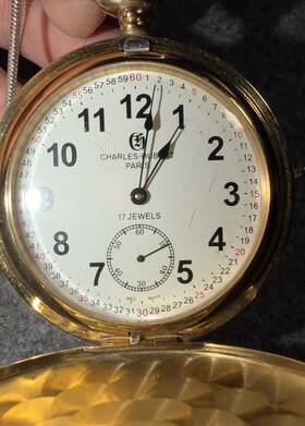 Xwa4338 Charles Hubert Ip-plated Stainless Steel White Dial Pocket Watch