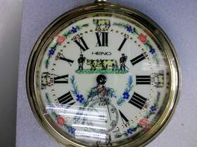 42779-watch Ciro/nastriz Vtg Pocket Watch Incabloc 17 Jewels Swiss Farm Scene