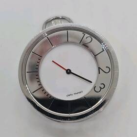 9605 Cleto Munari 9805 Pocket Watch Quartz Ss Silver Case White Dial Arabic