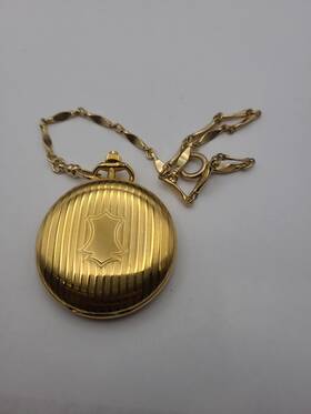Colibri 081287278740 Quartz Gold Tone Pocket Watch New Battery Working