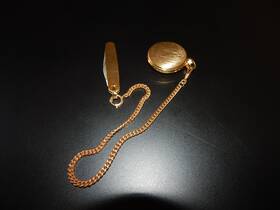 2330-3 Colibri 1241-2/ Swiss Goldtone Black Face Pocket Watch With Diamond
