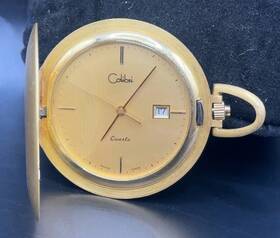 B546 Colibri Vintage Gold Tone Pocket Watch With Date Window -