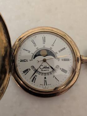 J043 Colibri Calendar Moon Phase Pocket Watch Swiss Made