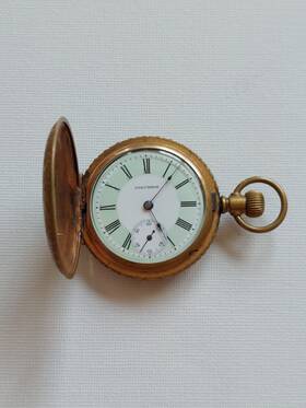 1896-1900 Columbia Antique Ladies Pocket Watch Gold Filled Green Dial Rare