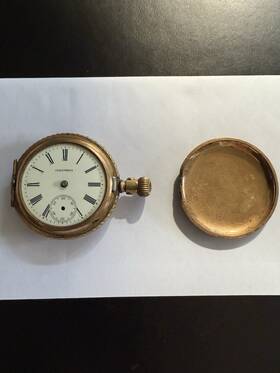 T1401 Columbia Vintage Pocket Watch Gold Filled Ornate Case C. 1910 1920
