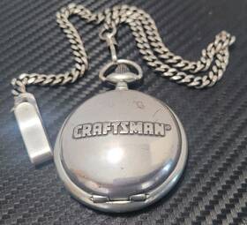 Zm10027 Craftsman Pocket Watch Quartz Japan With Chain Open Face