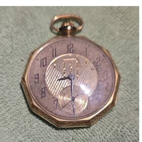 386080 Crest Not Working Antique Gold Pocket Watch . It Looks Like Its All There