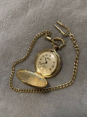 1879 Croton 010085000734 Reliance Quartz Pocket Watch By With Chain Thomas Edison Light Bulb