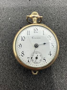 979413 Crown Antique Petite Gold Pocket Watch Philadelphia Co