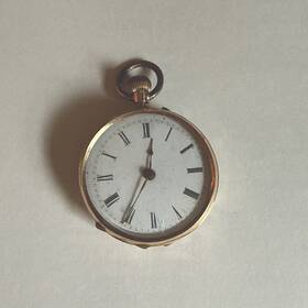 10388 Cylindre 14 K Gold 10 Rubies Antique Pocket Watch