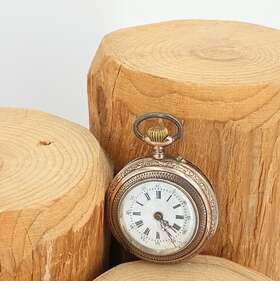 12256-7 Cylindre Remontoir Antique Rose Gold Silver Pocket Watch Runs Esw14