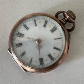 94211 Cylindre Silver Mechanical Pocket Watch Open Face Roman Numerals 0.800 F Mpn