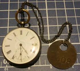 No25732 Cylindre Vintage Pocket Watch - Quatre Rubis With Coal Miners Inch Brass