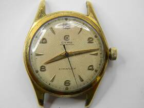 R459 Cyma Vintage Watersport Cymaflex Gold Plated Ss Mens Watch - Runs Repair