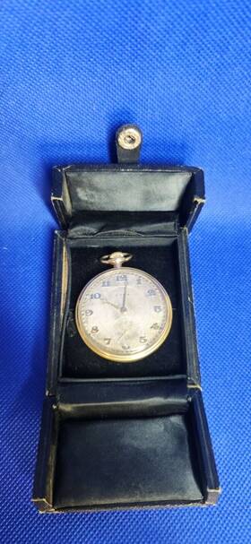 T94a Cyma Pocket Watch Working Perfectly Vintage Rare With Black Case