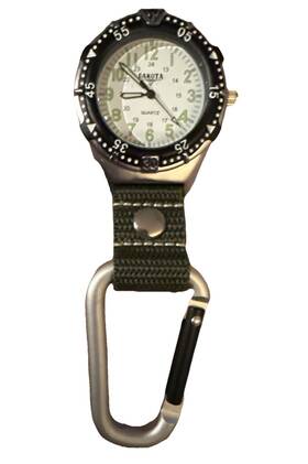 Dakota 313031237209 Pocket Watch Black Silver Nylon Carabiner Strap Hands Free Backpack Hike