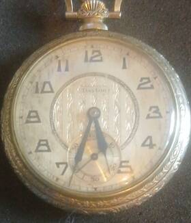 3687 Dayton Silver Full Hunter Mechanical Pocket Watch White Dial Arabic Chain