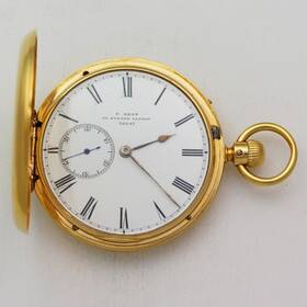 1870s Dent 26647 F. 61 Strand London 18k Yellow Gold Full Hunter Pocket Watch
