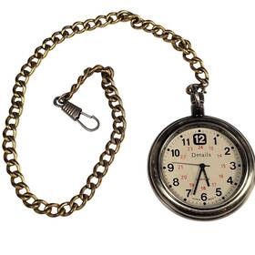 Dl1043 Details Pocket Watch With 14 Inch Chain Quartz Movement Works New Battery