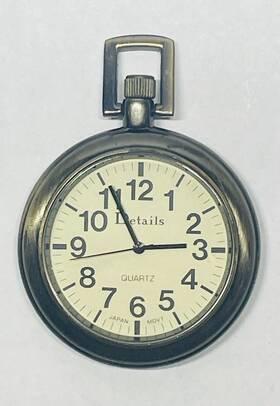 Dtl2320 Details Japan Movt Pocket Watch Brass Tone Metal Stainless Needs Battery
