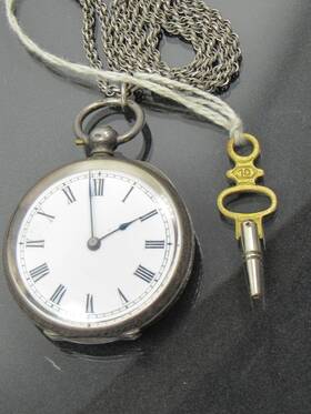 L111796 Dimier Freres And Cie Antique Key Wind Pocket Watch Df&c Silver .935 Engraved Case