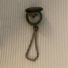 Disney 6374fj2 Rare 1970s Mickey Mouse Bradley Gold Pocket Watch W Chain
