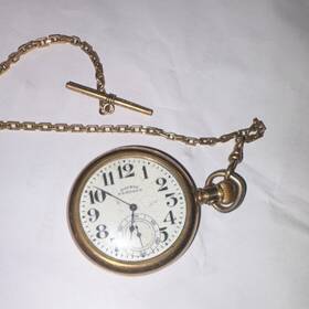 2337395 Dueber Hampden Gold Filled Pocket Watch Mechanical Analog Yellow With Chain