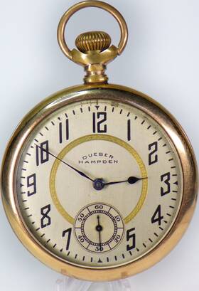 3564096 Dueber Hampden 15 Jewel Gold Filled Art Deco Runs Great