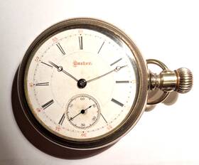 Dueber-18s Dueber-hampden 662427 Antique 1889 Coin-edge Silver Pocket Watch S#662427 Runs Excl